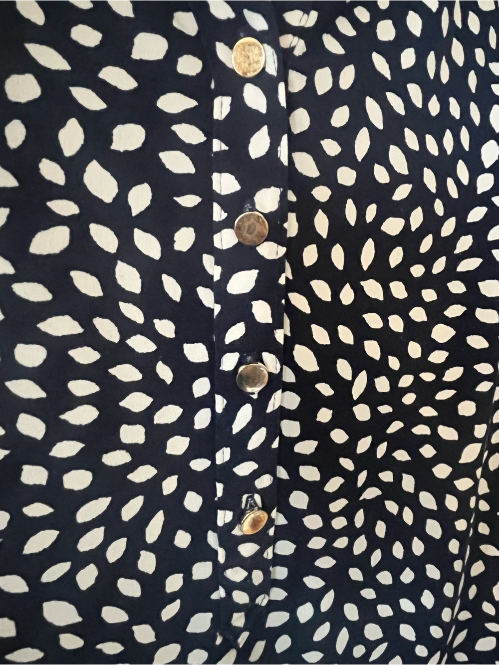 Charter Club Navy Blue 1/2 Button-Up Blouse with Detailed Pattern Size XL - Picture 6 of 16